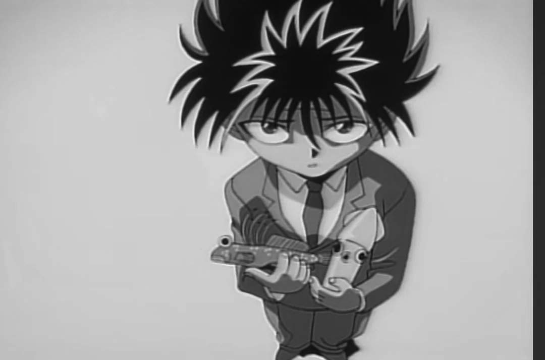 Hiei holding two fish